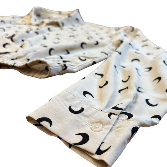 Cresent Moon Crop Top Blouse Long Sleeve Button Up Down by Timing - Small - Picture 5 of 14